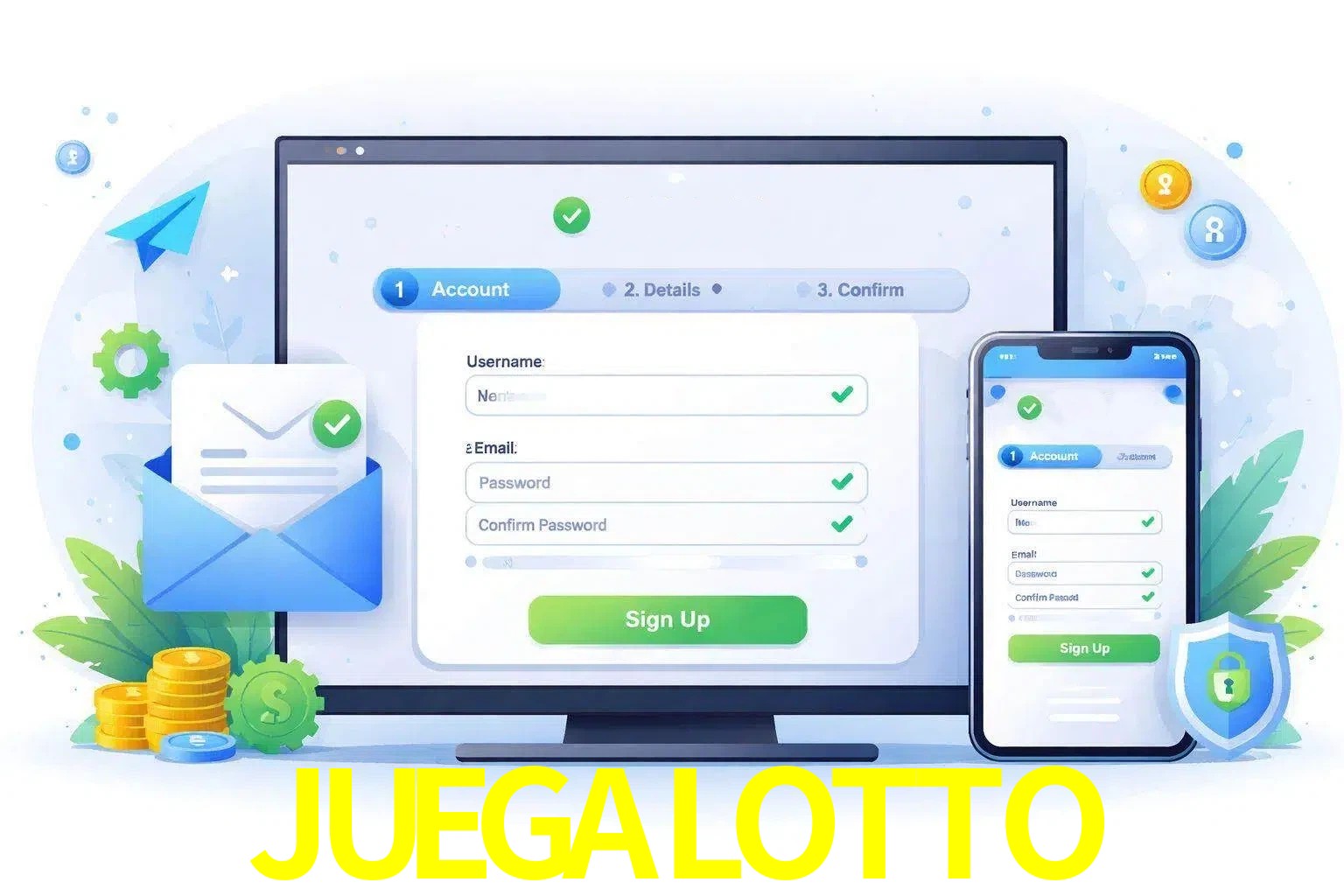 Registro de nuevo usuario y configuración de cuenta JUEGALOTTO